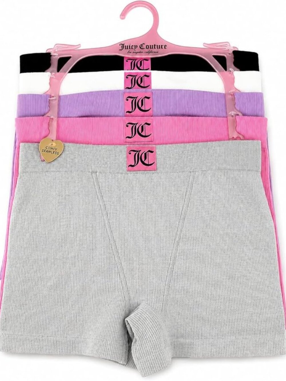 Juicy Couture Women's Ribbed Boxer Brief Boy Shorts Seamless Stretch Underwear